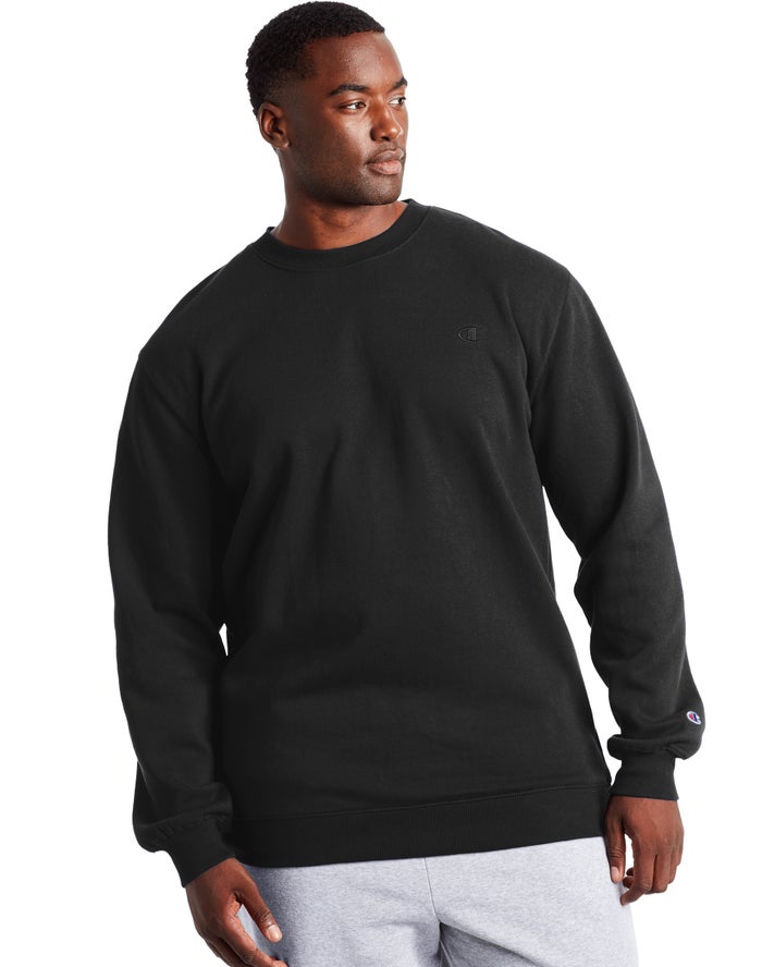 Champion Herre Sweatshirt Sort - Big & Tall Fleece - Danmark OPY-425867